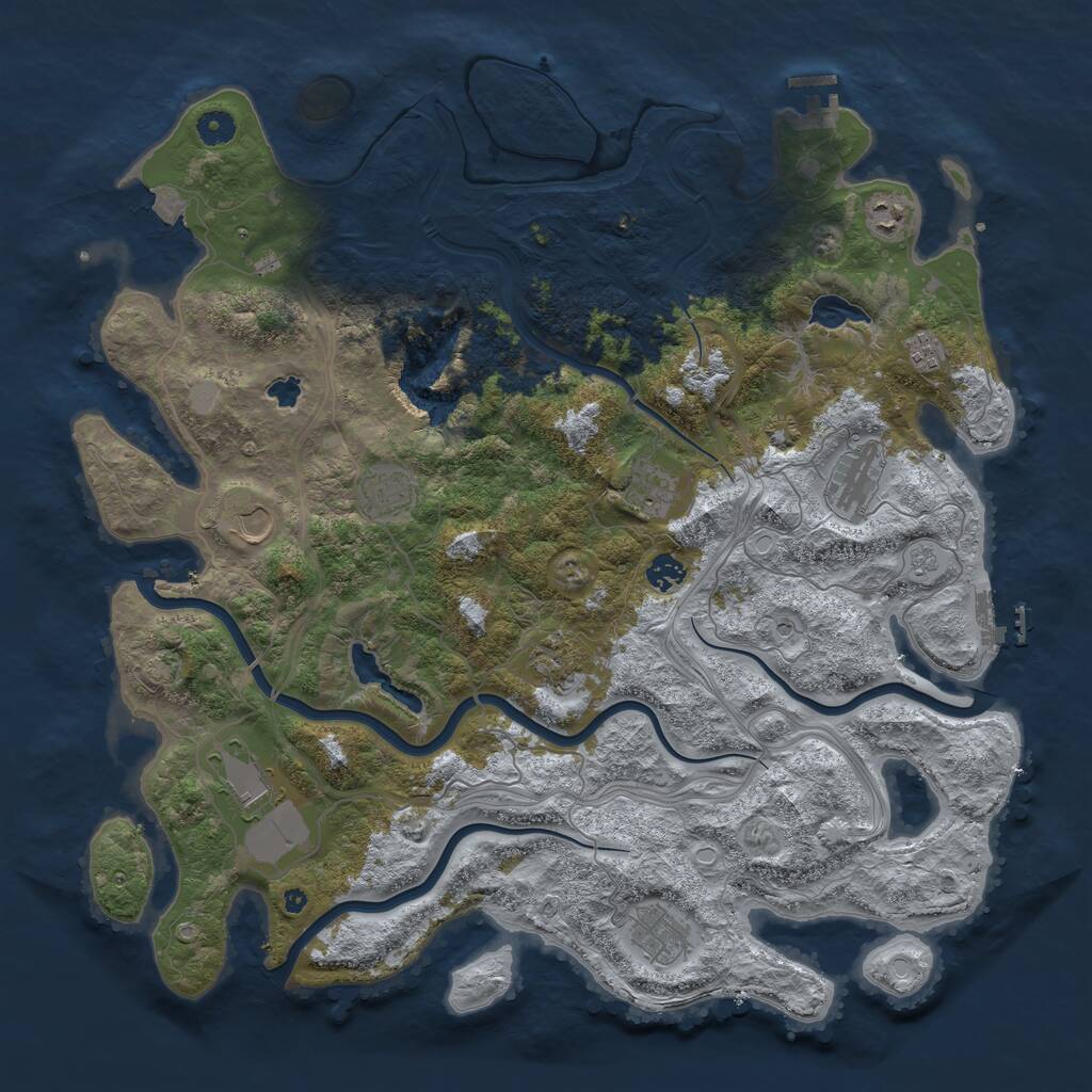 Rust Map: Procedural Map, Size: 4500, Seed: 1743926558, 16 Monuments