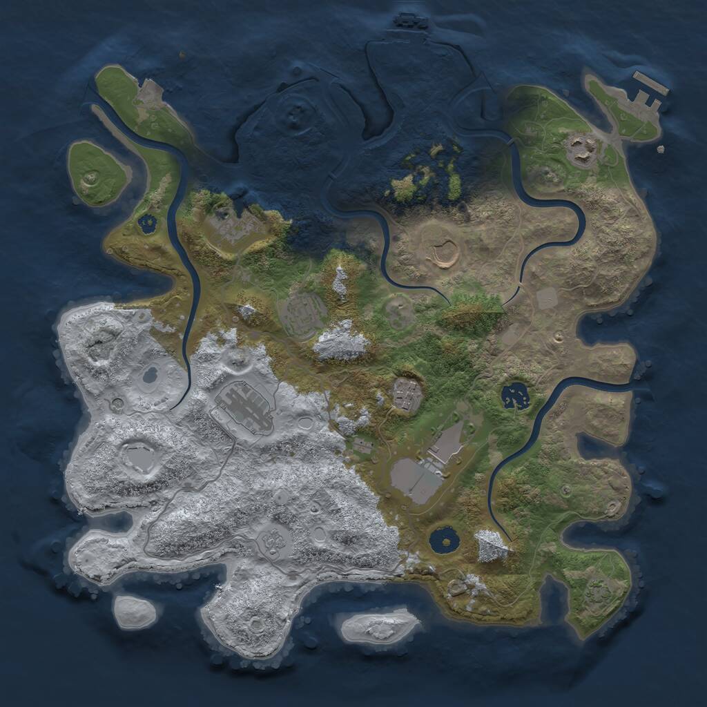 Rust Map: Procedural Map, Size: 3750, Seed: 634978378, 14 Monuments