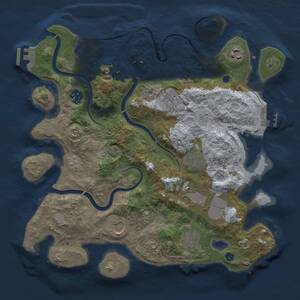 Thumbnail Rust Map: Procedural Map, Size: 3500, Seed: 1551736989, 14 Monuments
