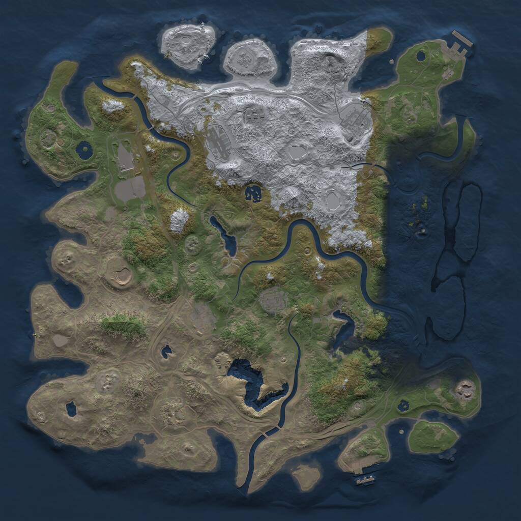 Rust Map: Procedural Map, Size: 4500, Seed: 691762579, 16 Monuments