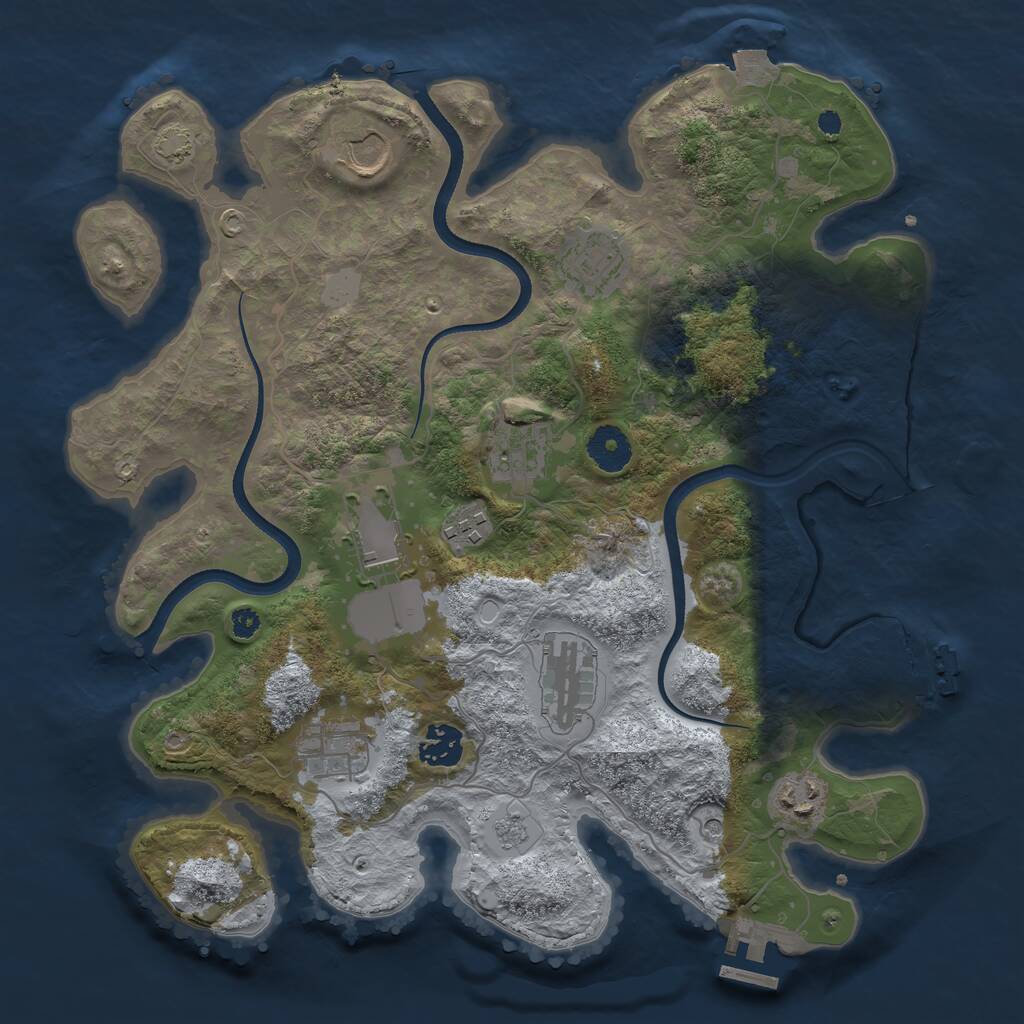 Rust Map: Procedural Map, Size: 3500, Seed: 1816457662, 15 Monuments