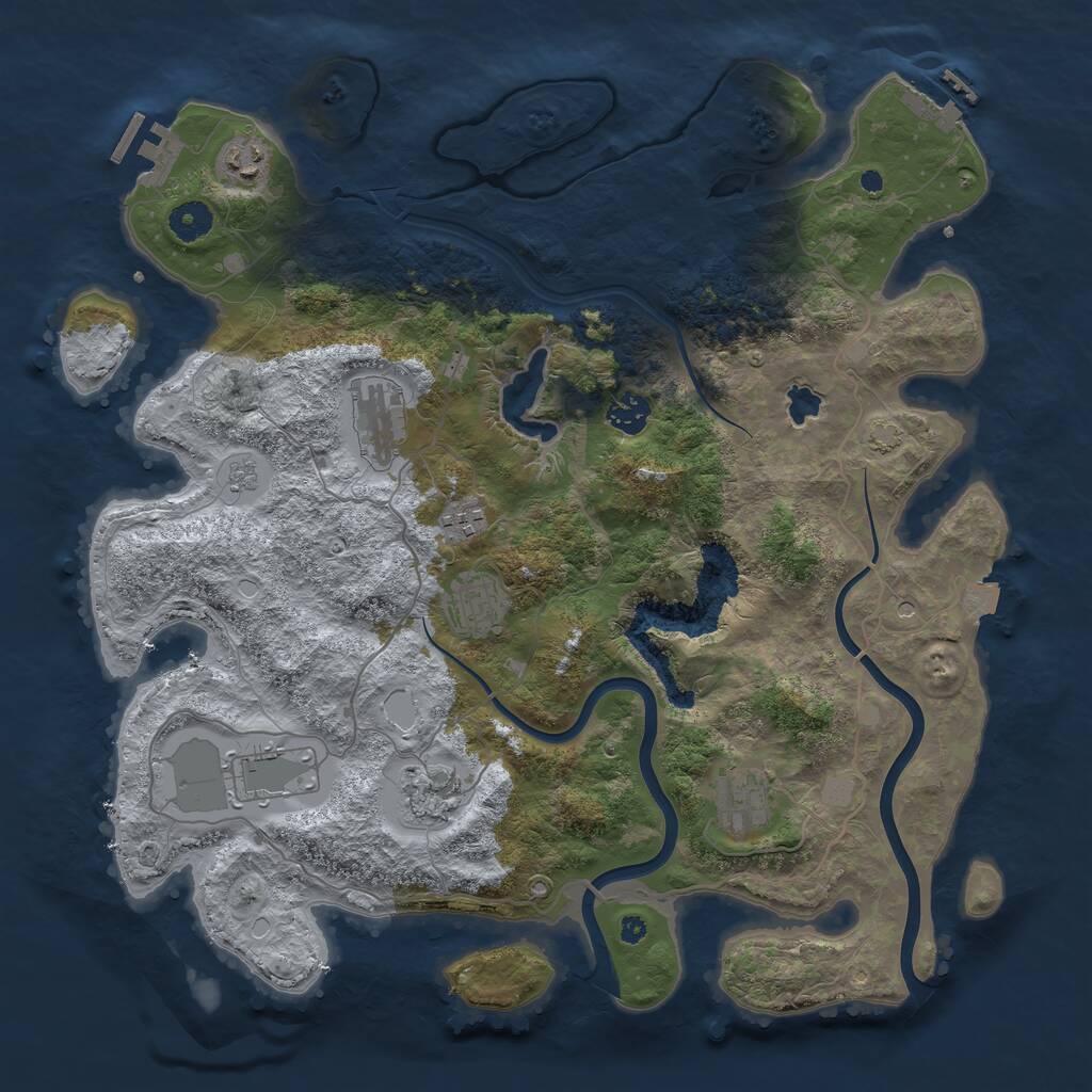 Rust Map: Procedural Map, Size: 4000, Seed: 147460261, 14 Monuments