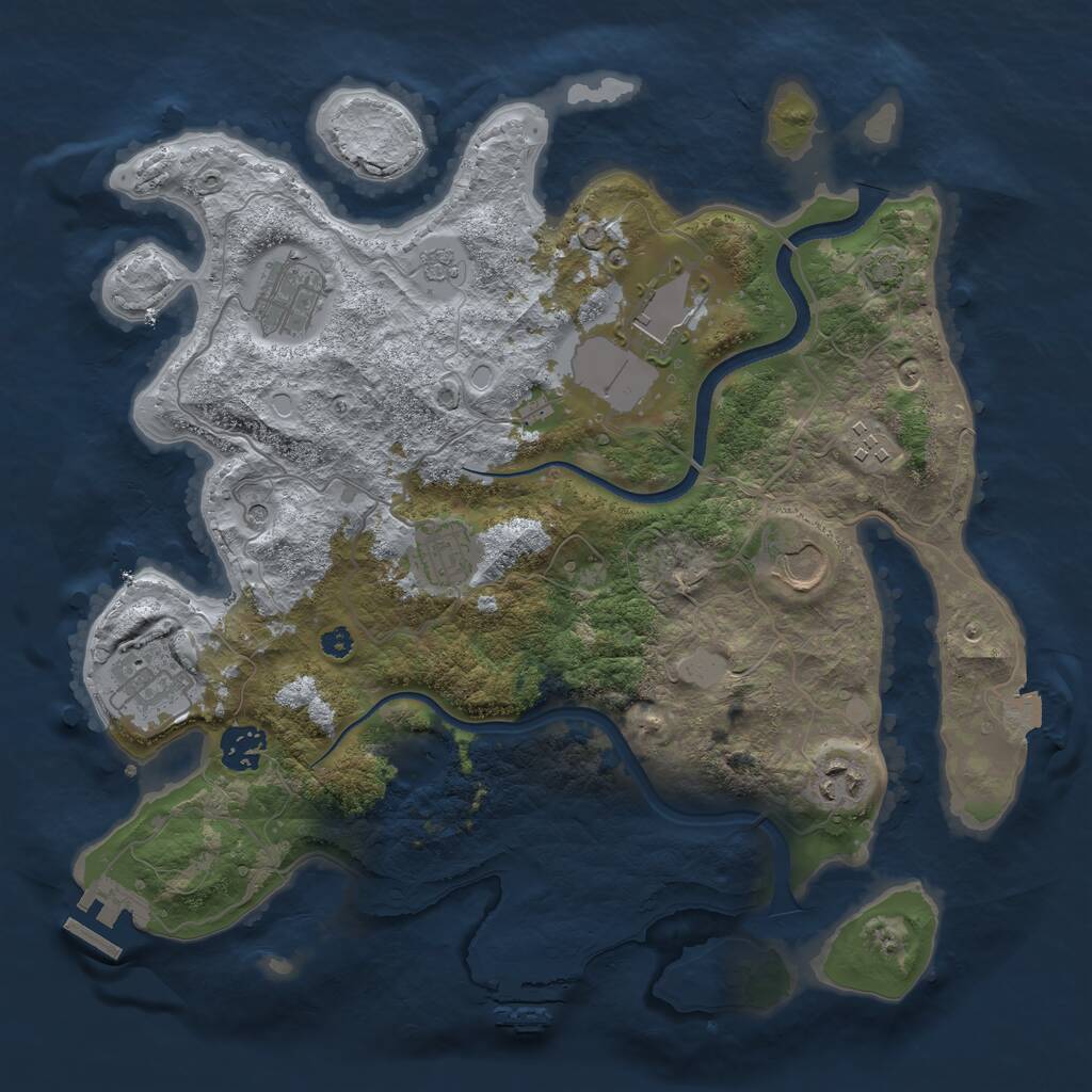 Rust Map: Procedural Map, Size: 3500, Seed: 775240104, 14 Monuments