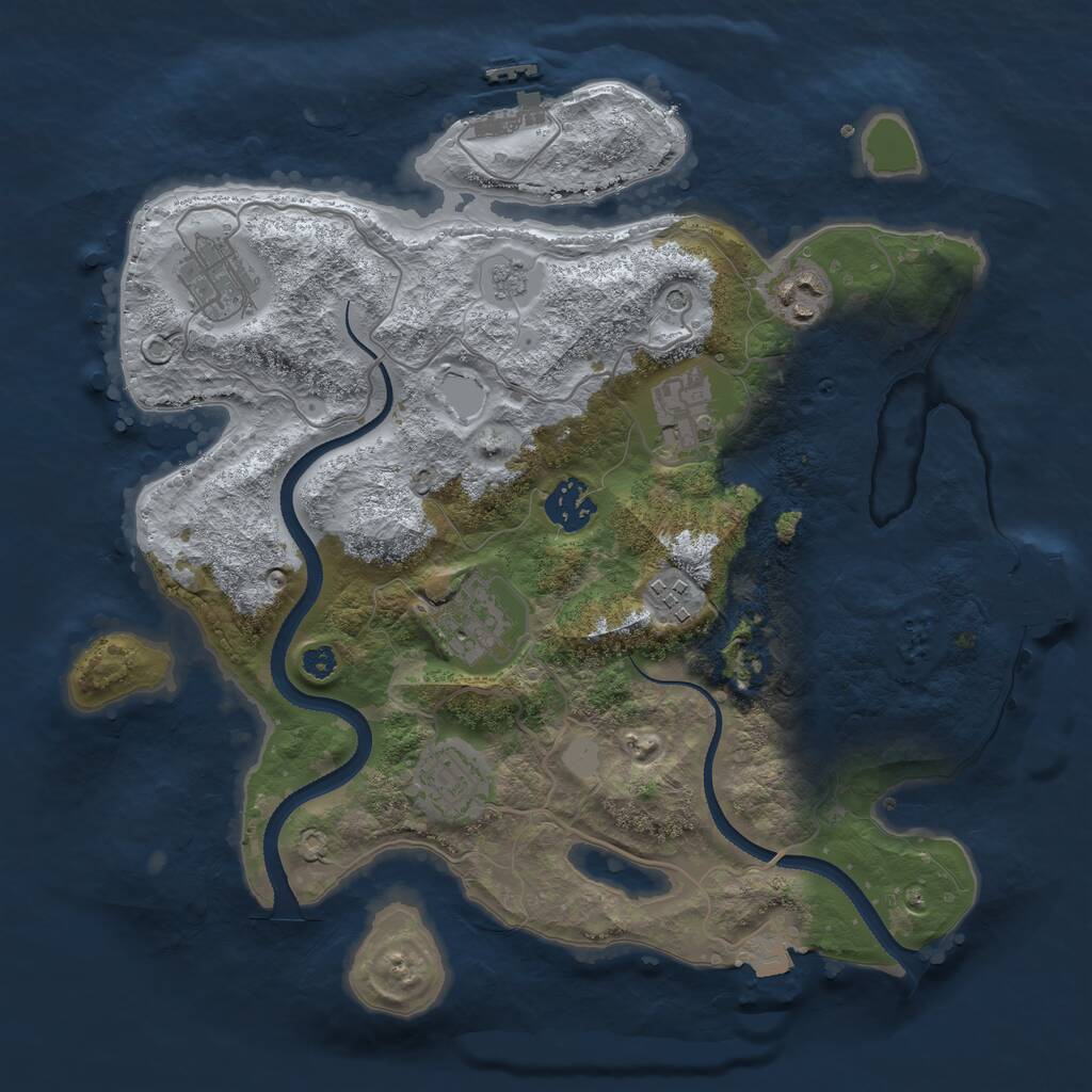 Rust Map: Procedural Map, Size: 3300, Seed: 1406717357, 13 Monuments