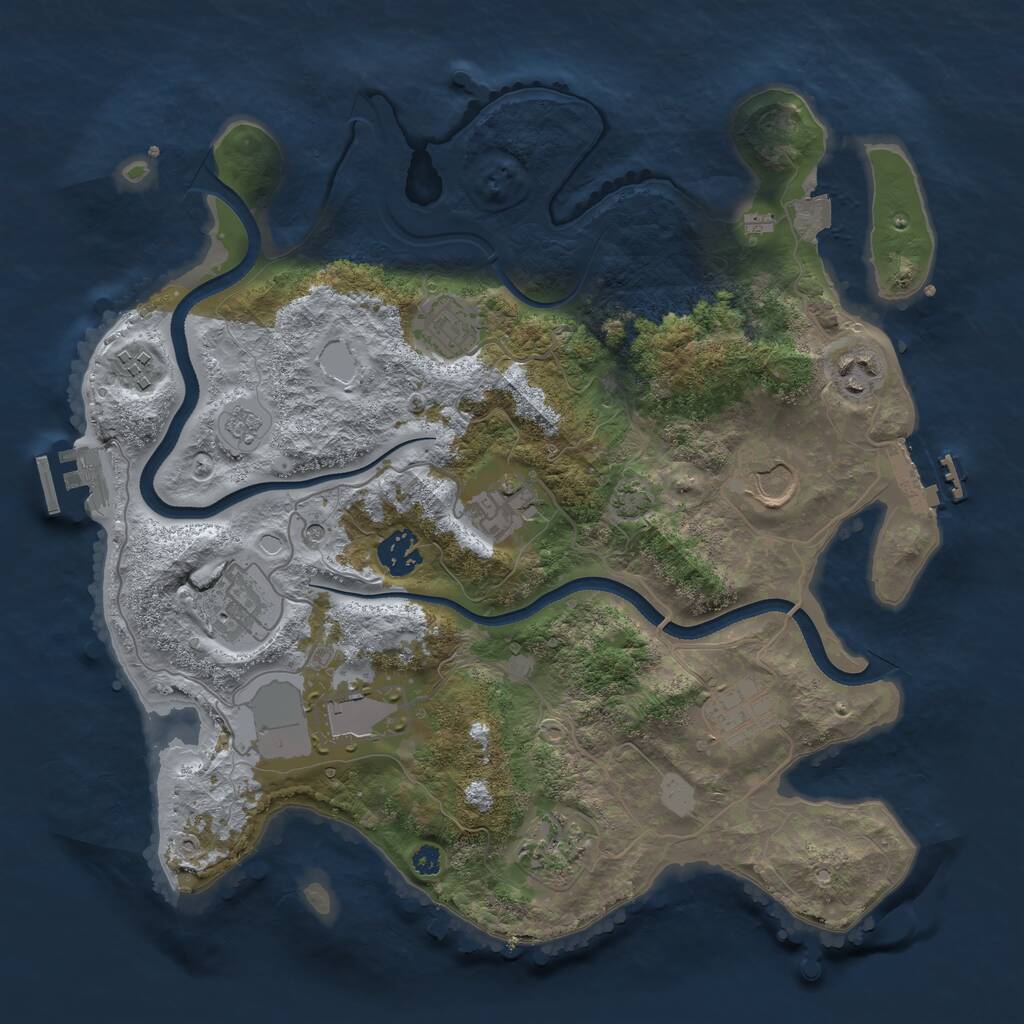 Rust Map: Procedural Map, Size: 3500, Seed: 6589542, 16 Monuments