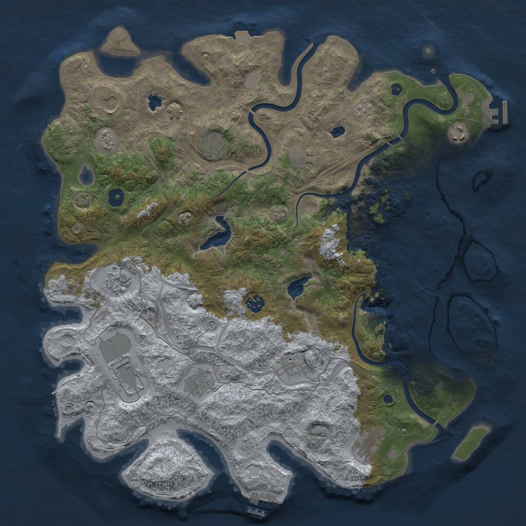 Rust Map: Procedural Map, Size: 4500, Seed: 944501945, 17 Monuments