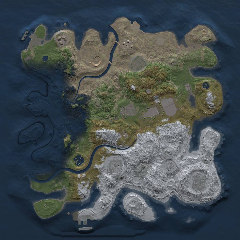 Rust Map: Procedural Map, Size: 3500, Seed: 4852736, 15 Monuments