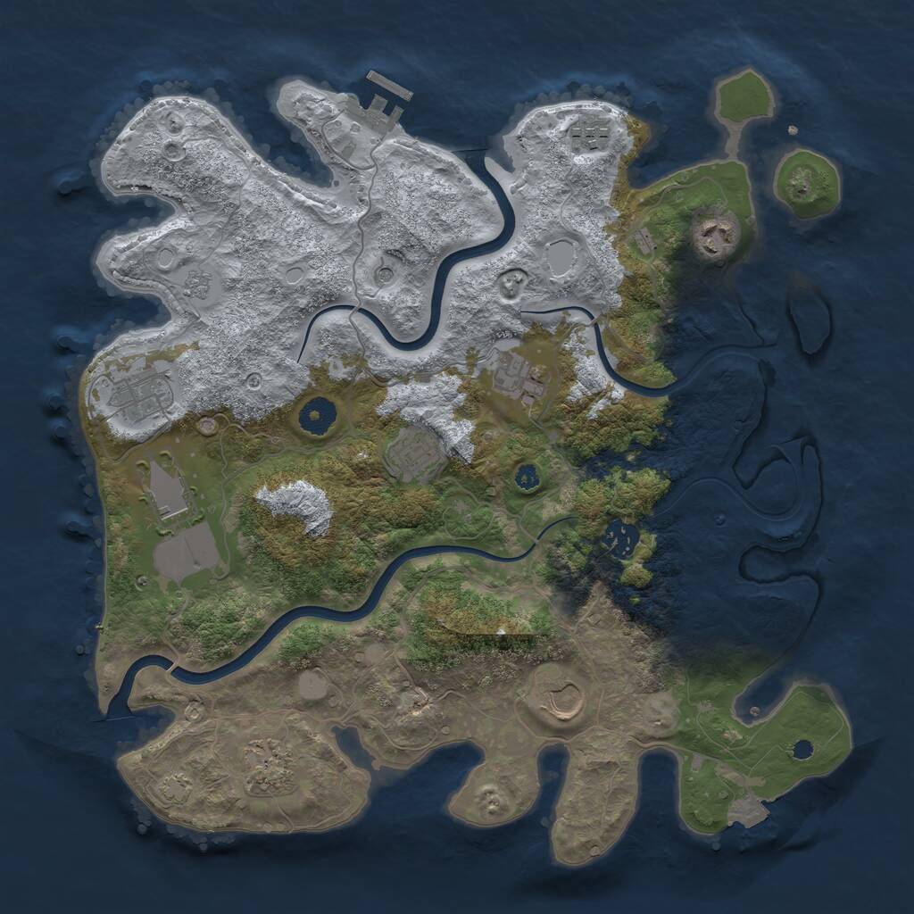 Rust Map: Procedural Map, Size: 3750, Seed: 179048118, 14 Monuments