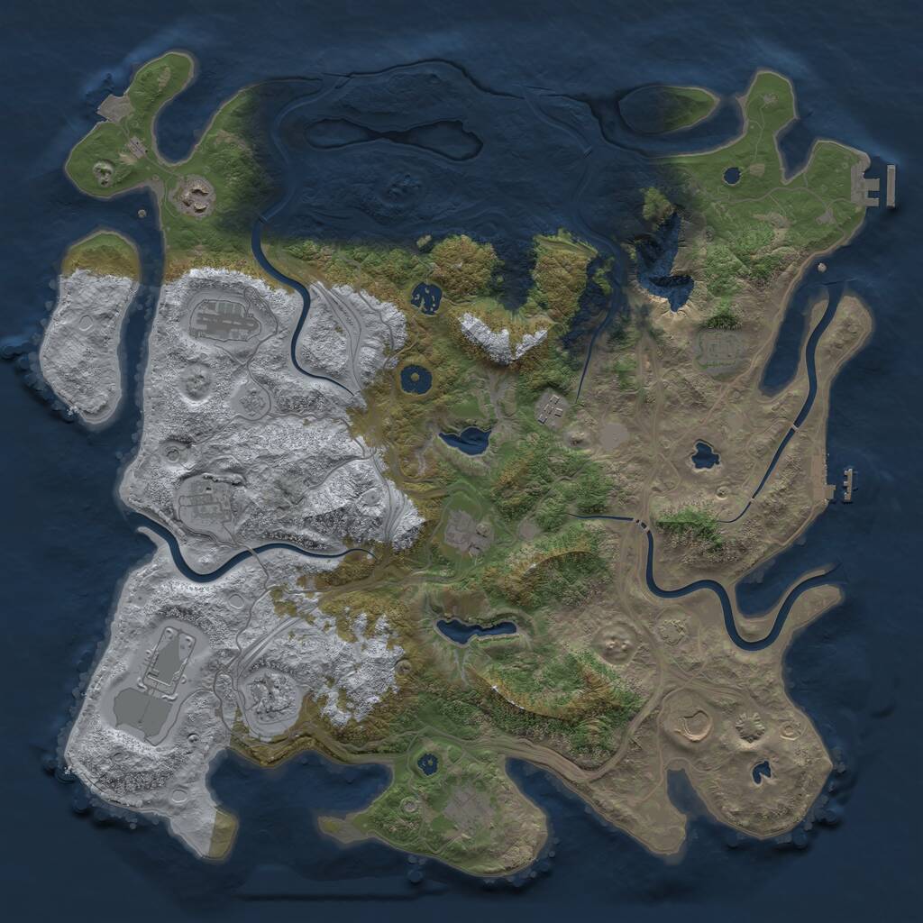Rust Map: Procedural Map, Size: 4500, Seed: 761727994, 17 Monuments