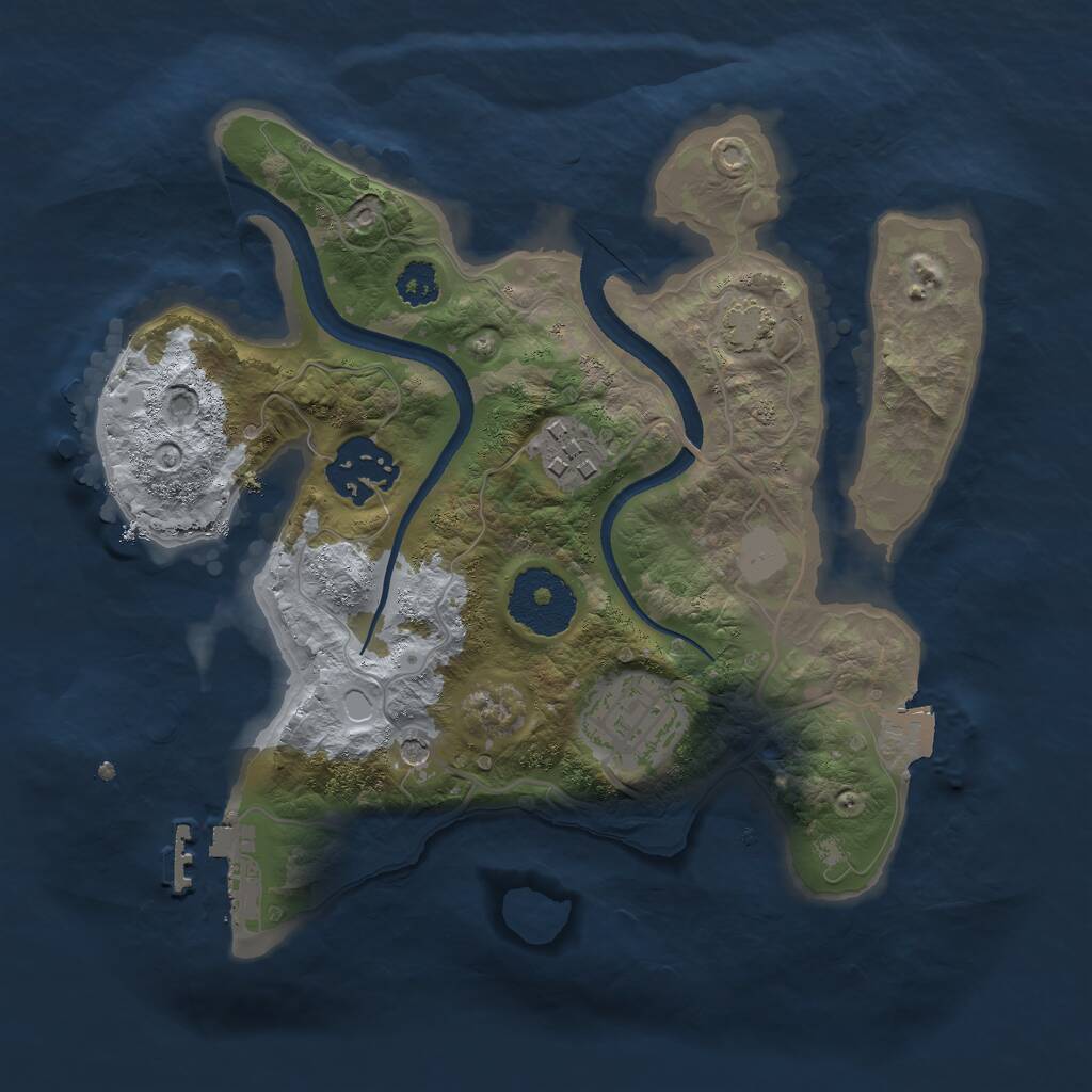 Rust Map: Procedural Map, Size: 2500, Seed: 2060643898, 7 Monuments