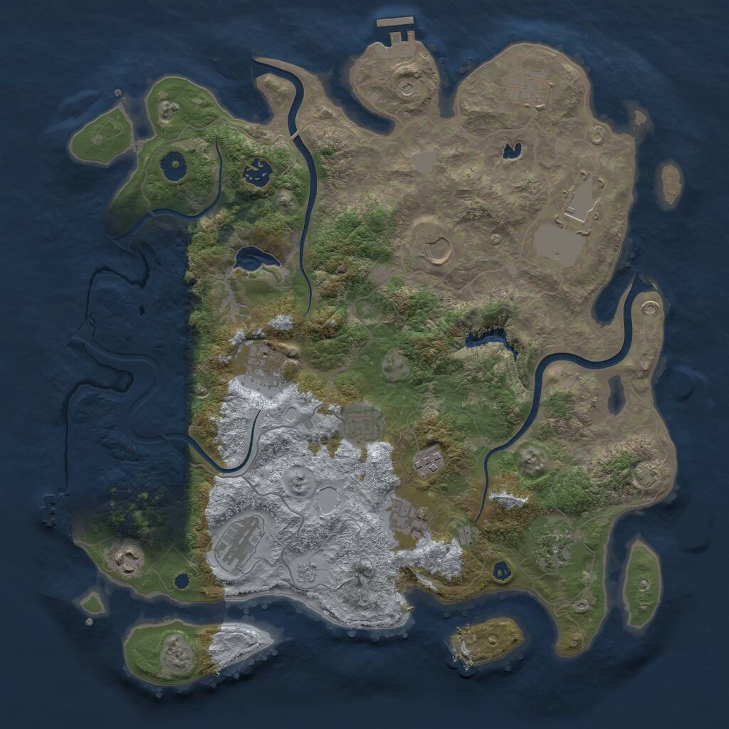 Rust Map: Procedural Map, Size: 4000, Seed: 177280585, 17 Monuments