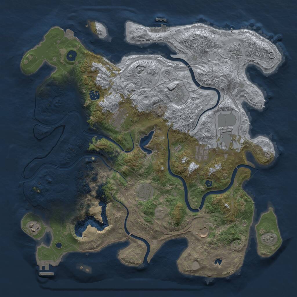 Rust Map: Procedural Map, Size: 4250, Seed: 1062088893, 16 Monuments