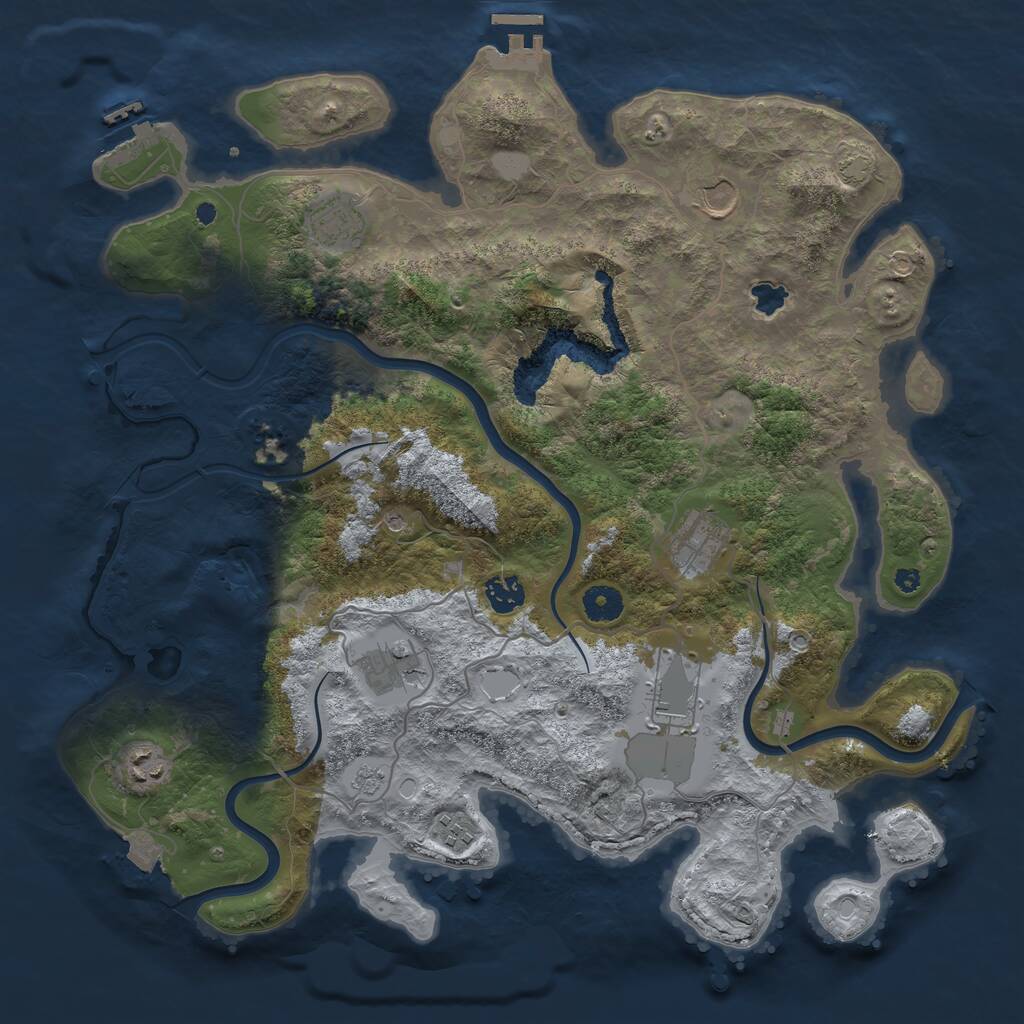 Rust Map: Procedural Map, Size: 4000, Seed: 1819557037, 14 Monuments