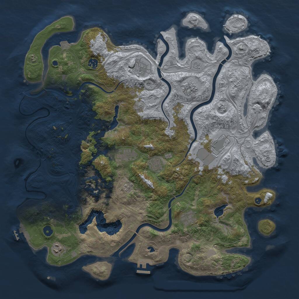 Rust Map: Procedural Map, Size: 4500, Seed: 204236449, 15 Monuments