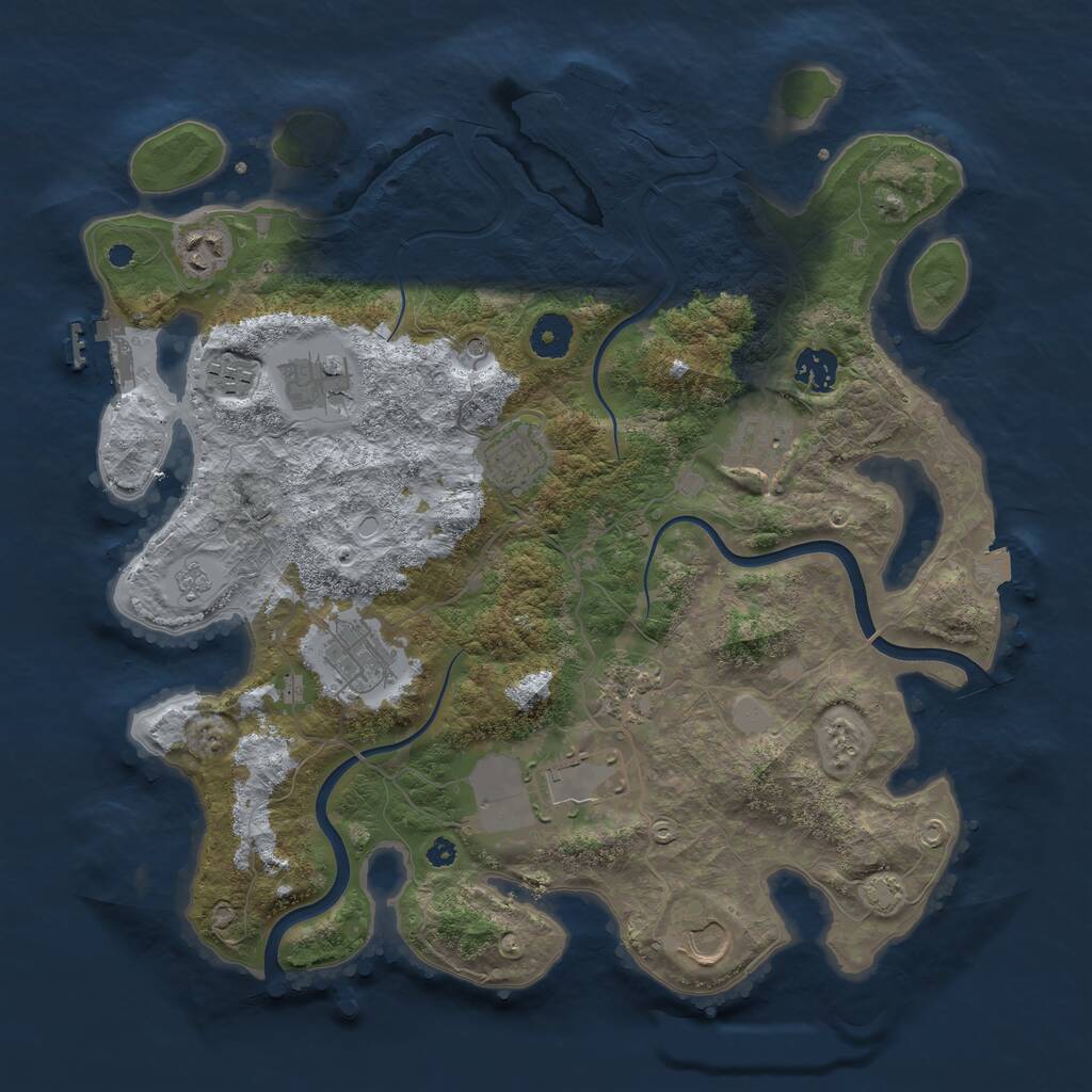 Rust Map: Procedural Map, Size: 3750, Seed: 919173924, 16 Monuments