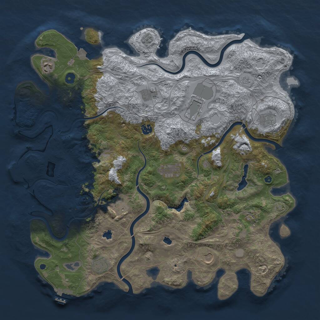 Rust Map: Procedural Map, Size: 4500, Seed: 1417240668, 17 Monuments