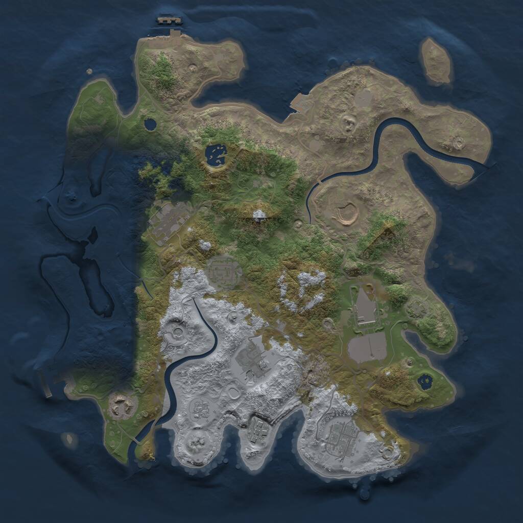 Rust Map: Procedural Map, Size: 3500, Seed: 1708425426, 15 Monuments