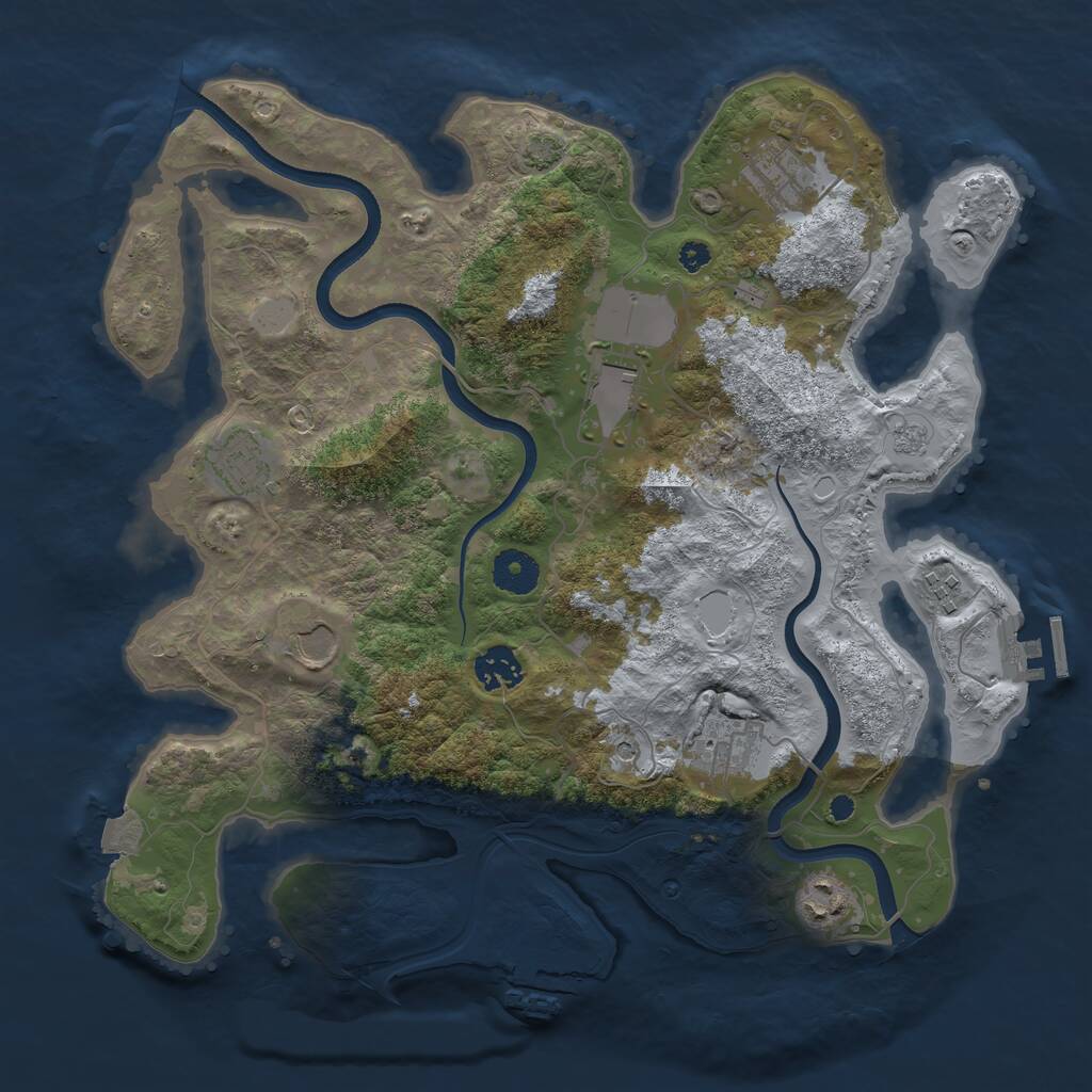 Rust Map: Procedural Map, Size: 3600, Seed: 1793690321, 14 Monuments