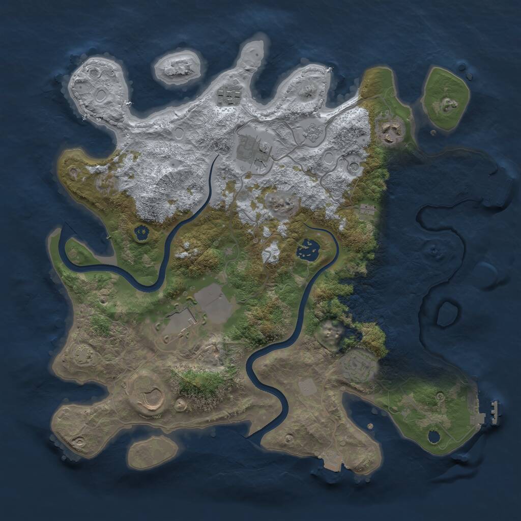 Rust Map: Procedural Map, Size: 3500, Seed: 50741405, 13 Monuments