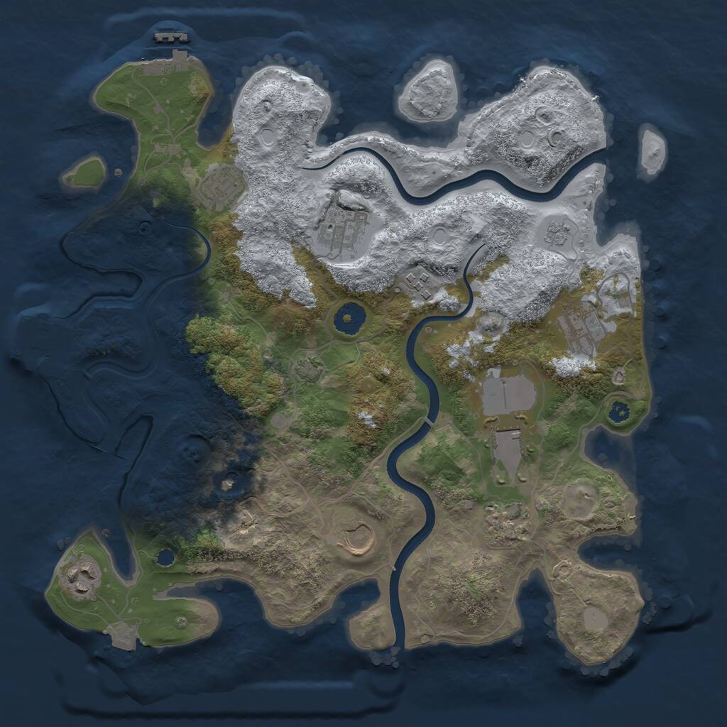 Rust Map: Procedural Map, Size: 3500, Seed: 102896571, 14 Monuments
