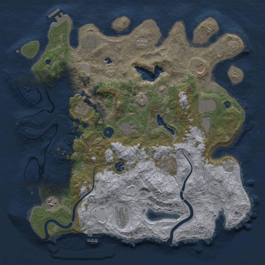 Rust Map: Procedural Map, Size: 4000, Seed: 24340, 16 Monuments