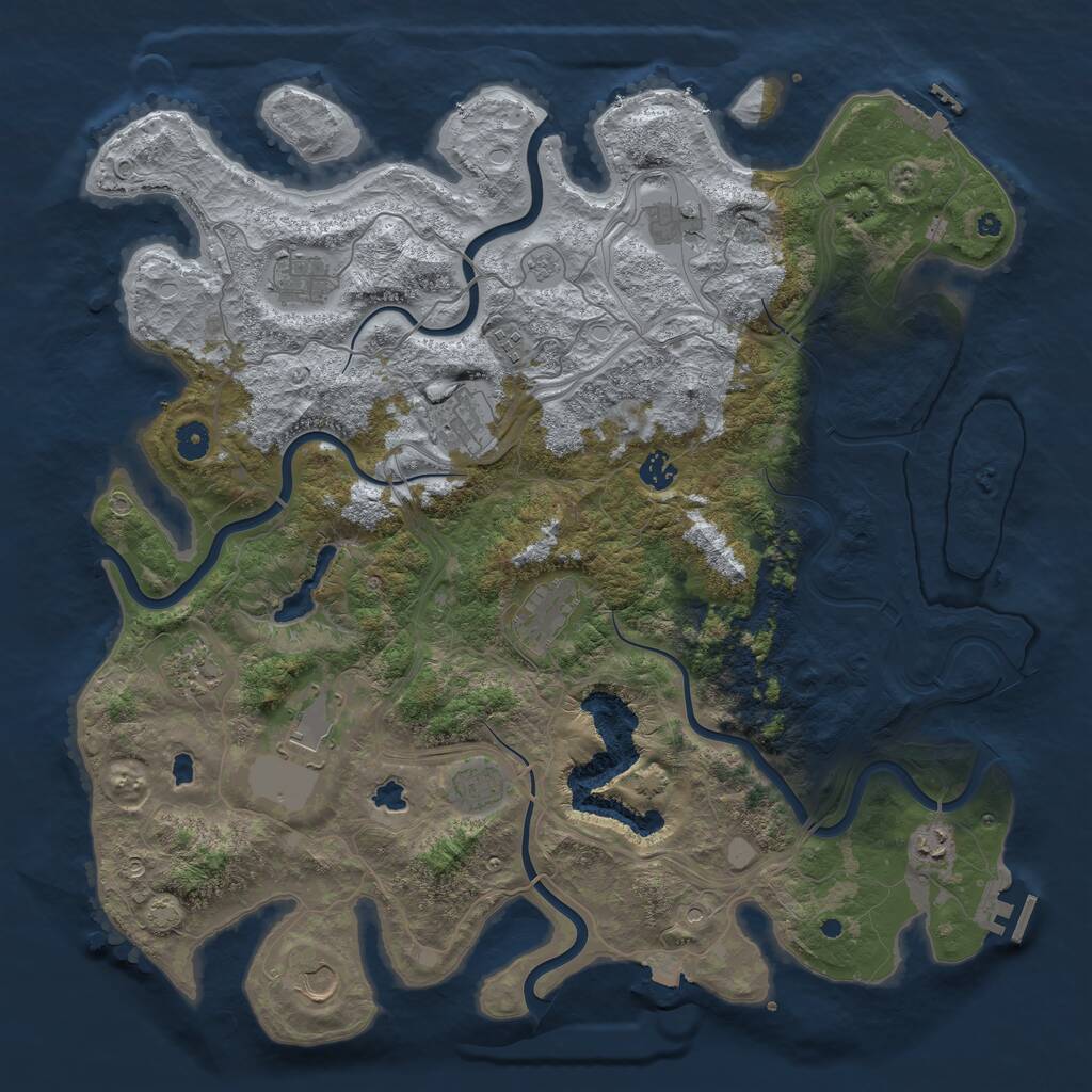 Rust Map: Procedural Map, Size: 4500, Seed: 422570419, 17 Monuments