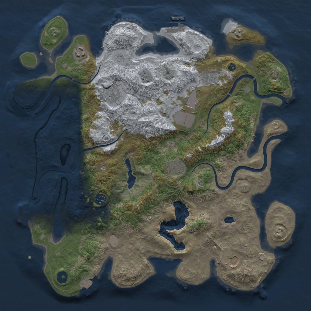 Rust Map: Procedural Map, Size: 4000, Seed: 727382660, 14 Monuments