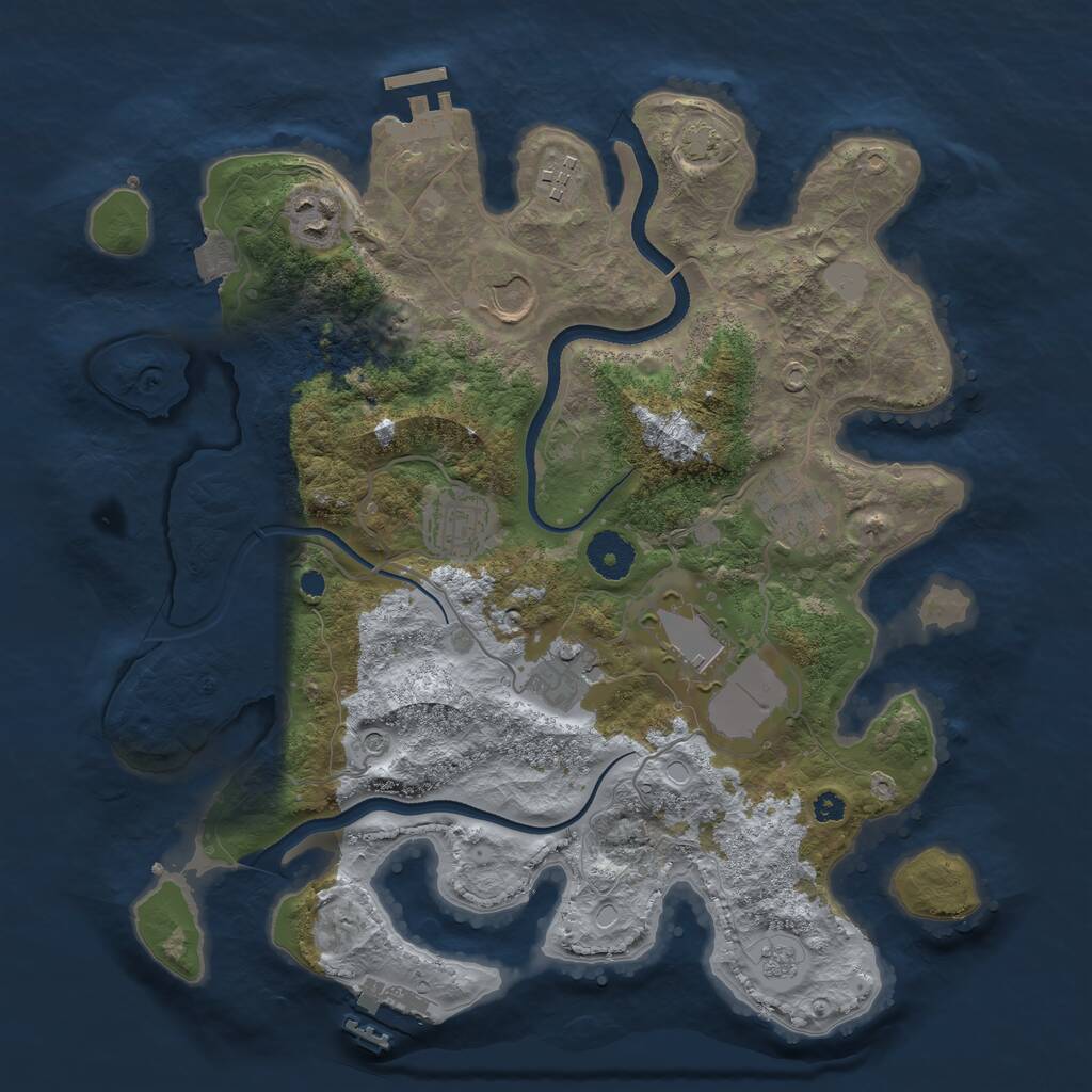Rust Map: Procedural Map, Size: 3500, Seed: 465465, 13 Monuments