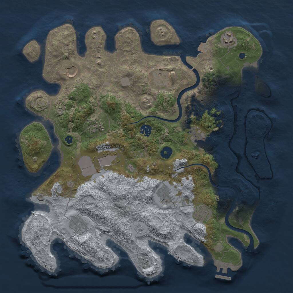 Rust Map: Procedural Map, Size: 3750, Seed: 261806355, 16 Monuments