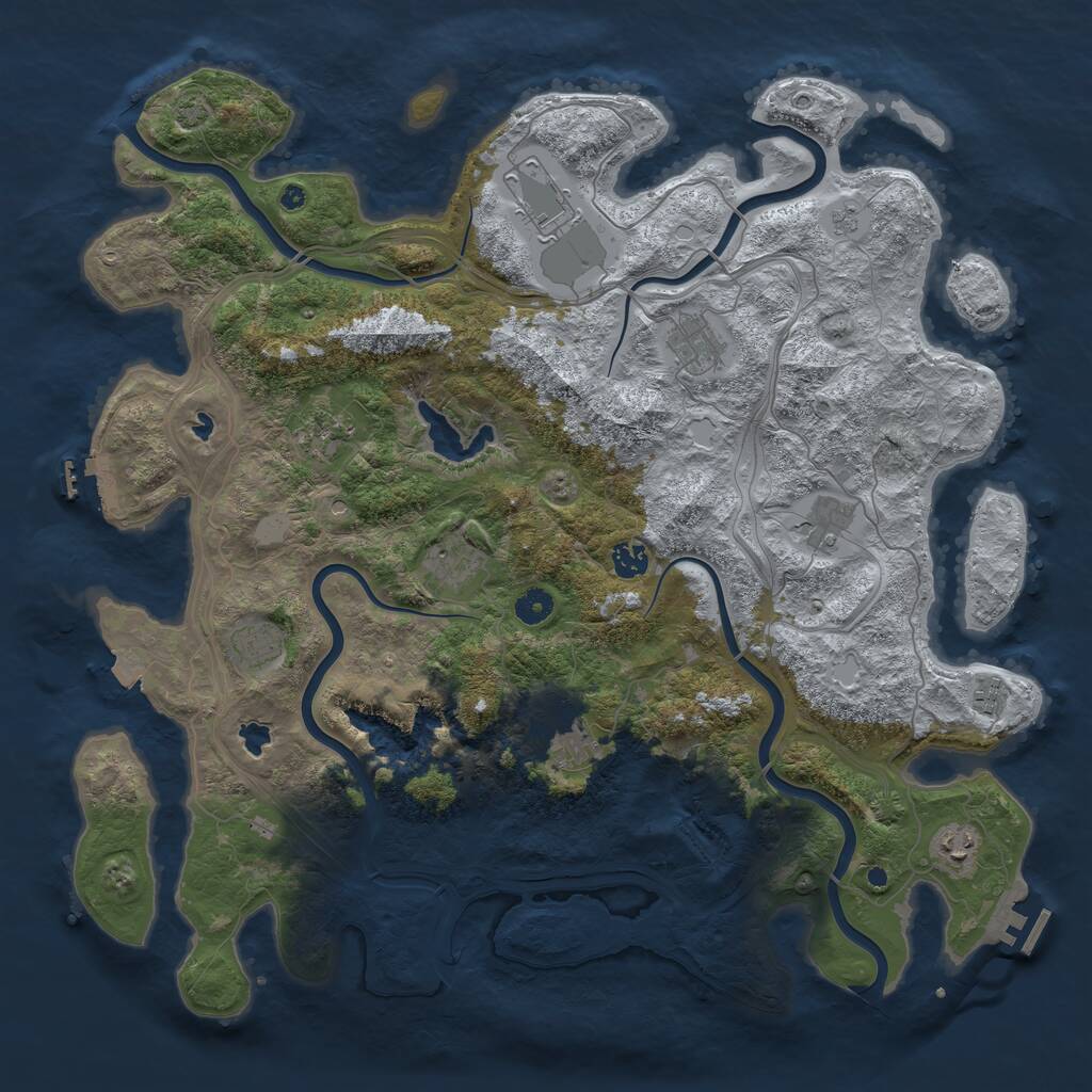Rust Map: Procedural Map, Size: 4500, Seed: 217480018, 16 Monuments
