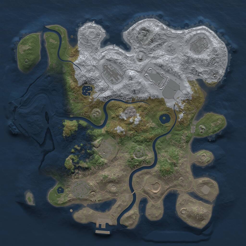 Rust Map: Procedural Map, Size: 3500, Seed: 1390822743, 14 Monuments