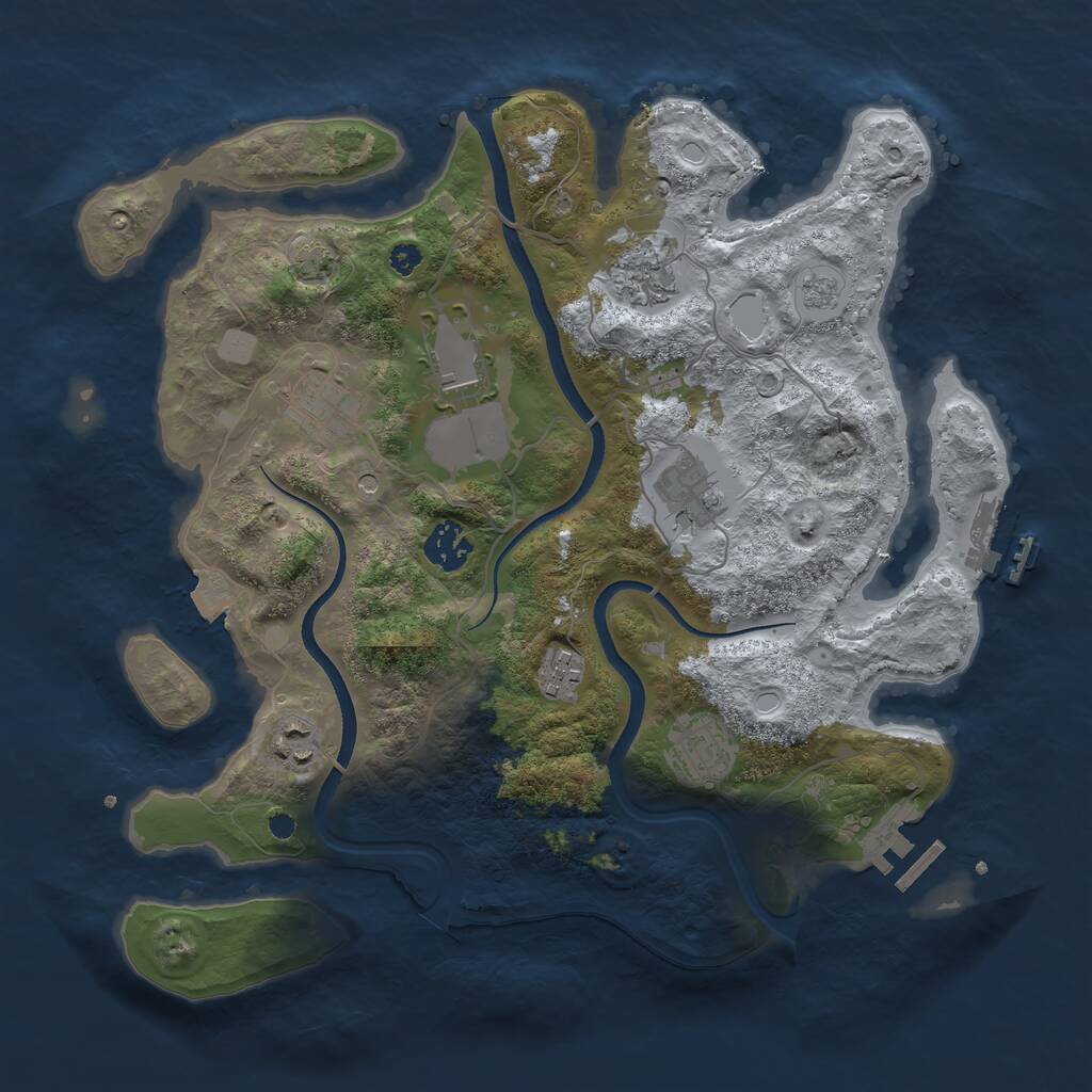 Rust Map: Procedural Map, Size: 3500, Seed: 697597847, 14 Monuments