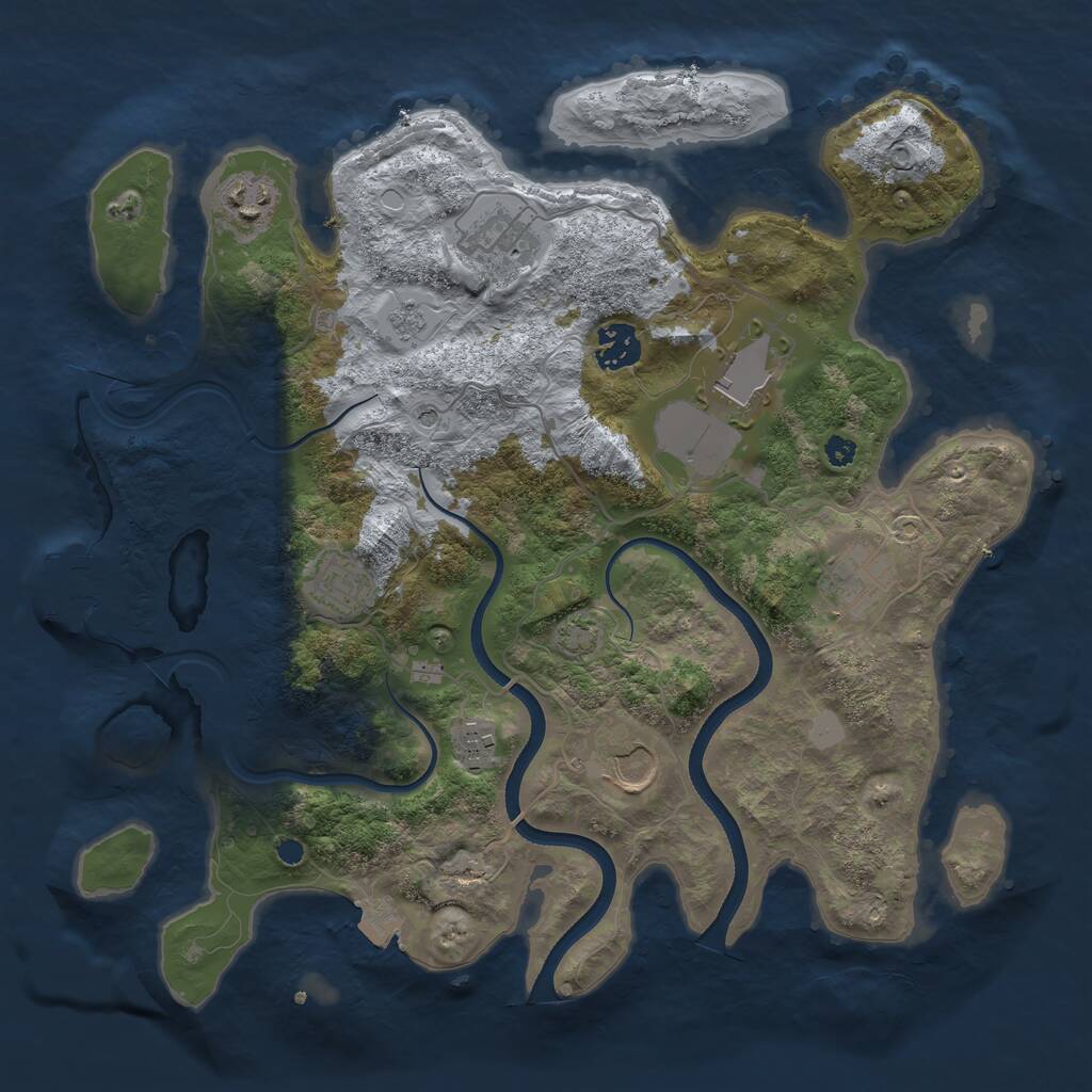 Rust Map: Procedural Map, Size: 3500, Seed: 471653737, 13 Monuments