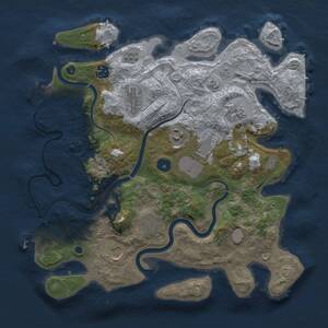 Thumbnail Rust Map: Procedural Map, Size: 3600, Seed: 795648308, 14 Monuments