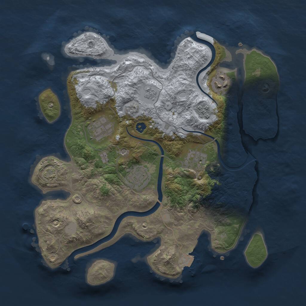 Rust Map: Procedural Map, Size: 3000, Seed: 207108551, 9 Monuments