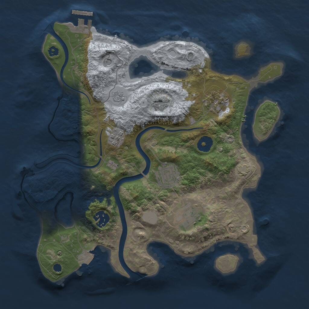 Rust Map: Procedural Map, Size: 3000, Seed: 660491287, 10 Monuments