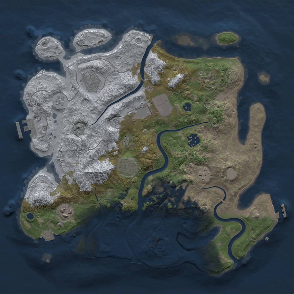 Rust Map: Procedural Map, Size: 3500, Seed: 1924458587, 14 Monuments