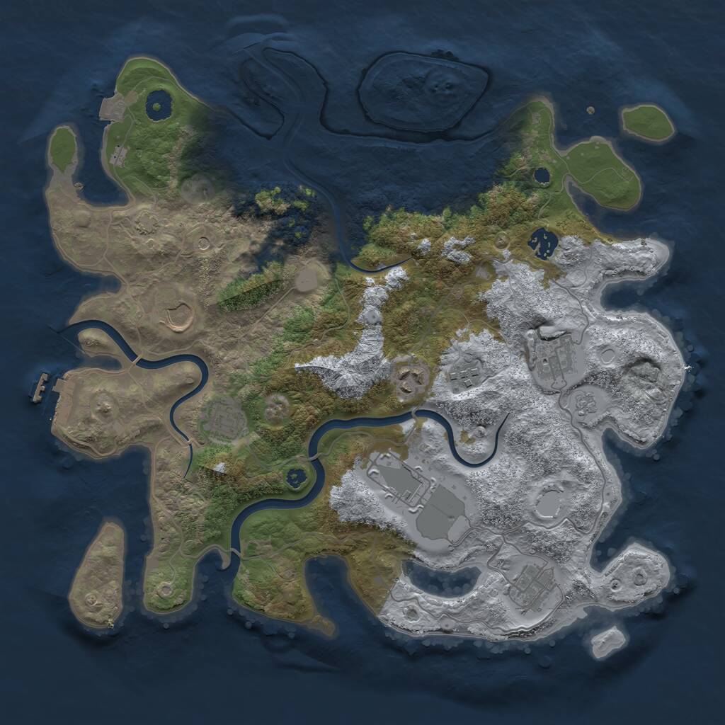 Rust Map: Procedural Map, Size: 3750, Seed: 565753888, 13 Monuments