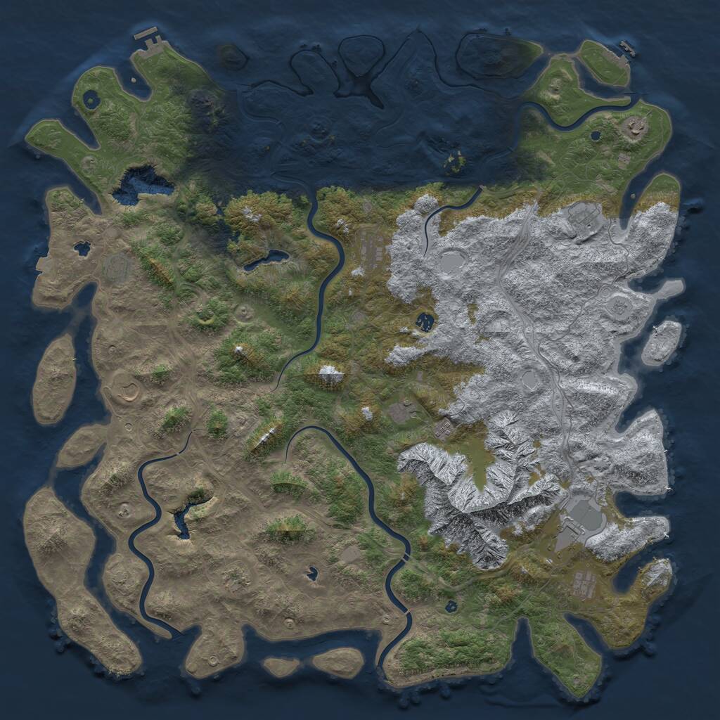 Rust Map: Procedural Map, Size: 6000, Seed: 1993285577, 17 Monuments