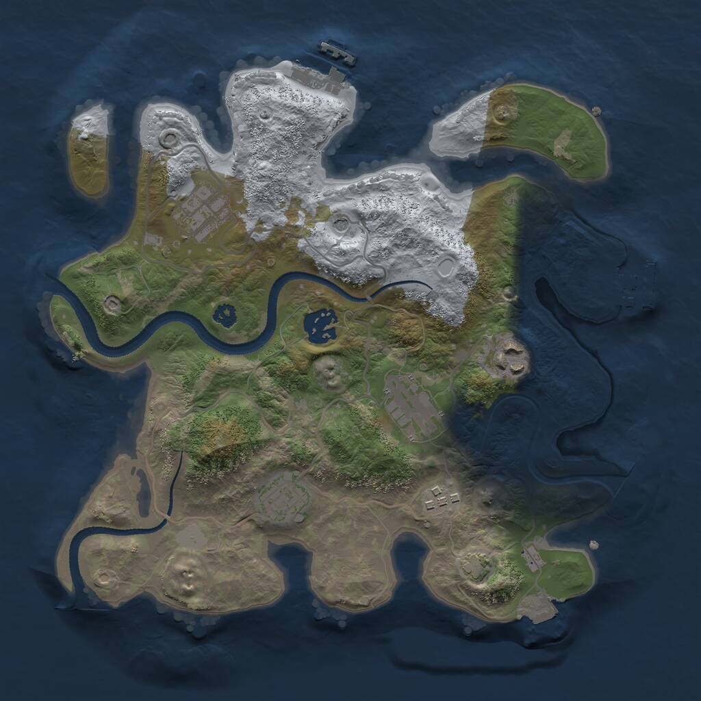 Rust Map: Procedural Map, Size: 3000, Seed: 1369806940, 11 Monuments