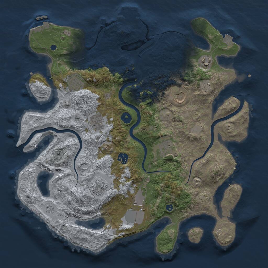 Rust Map: Procedural Map, Size: 3750, Seed: 532036425, 15 Monuments