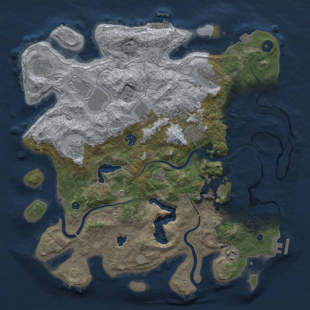 Rust Map: Procedural Map, Size: 4000, Seed: 5327, 16 Monuments