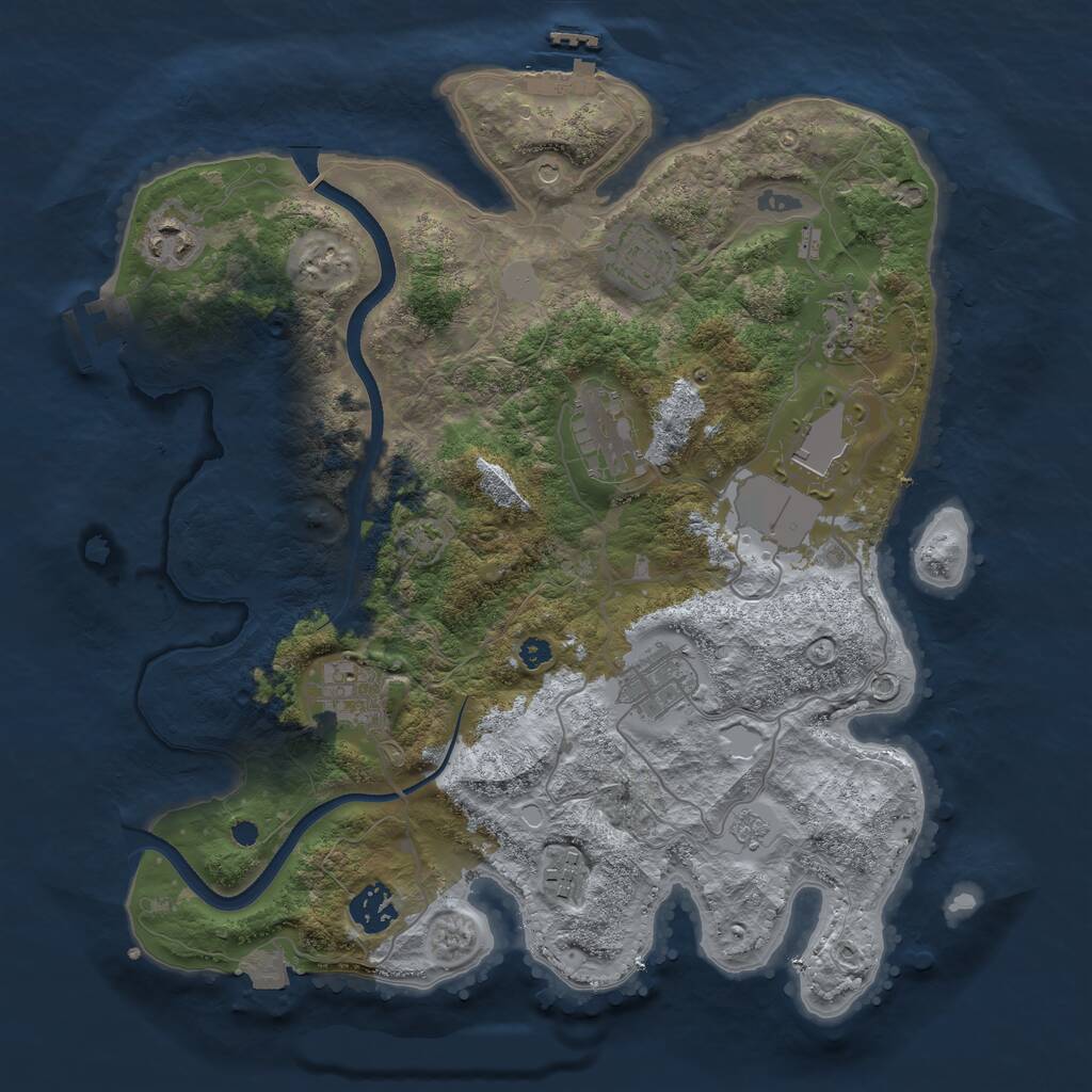 Rust Map: Procedural Map, Size: 3500, Seed: 458812176, 15 Monuments