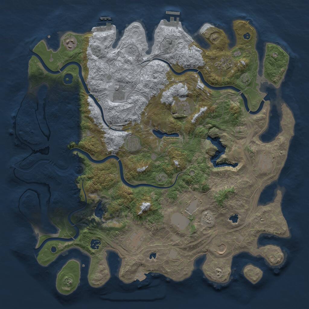 Rust Map: Procedural Map, Size: 4500, Seed: 1239704342, 17 Monuments