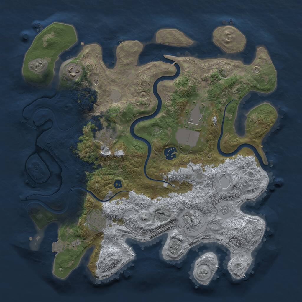 Rust Map: Procedural Map, Size: 3500, Seed: 117060411, 11 Monuments