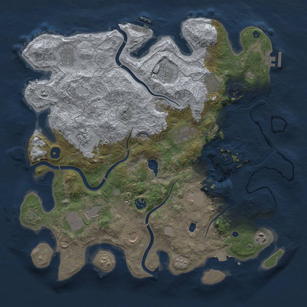 Rust Map: Procedural Map, Size: 4145, Seed: 14000, 17 Monuments