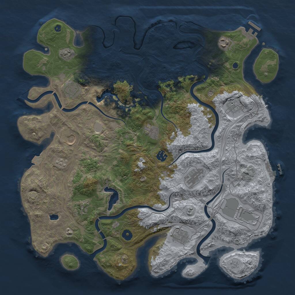 Rust Map: Procedural Map, Size: 4250, Seed: 241073654, 17 Monuments