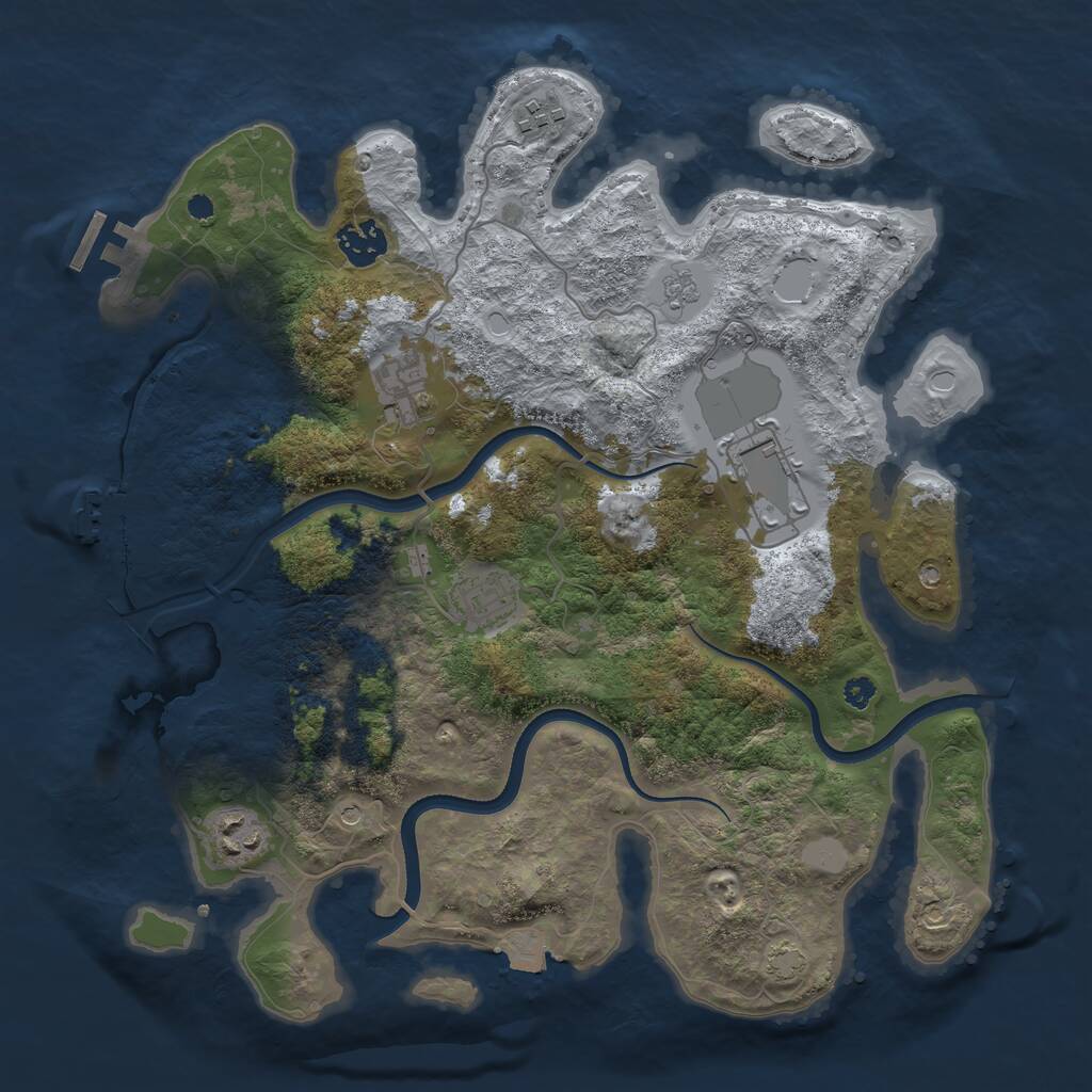 Rust Map: Procedural Map, Size: 3500, Seed: 786492523, 12 Monuments
