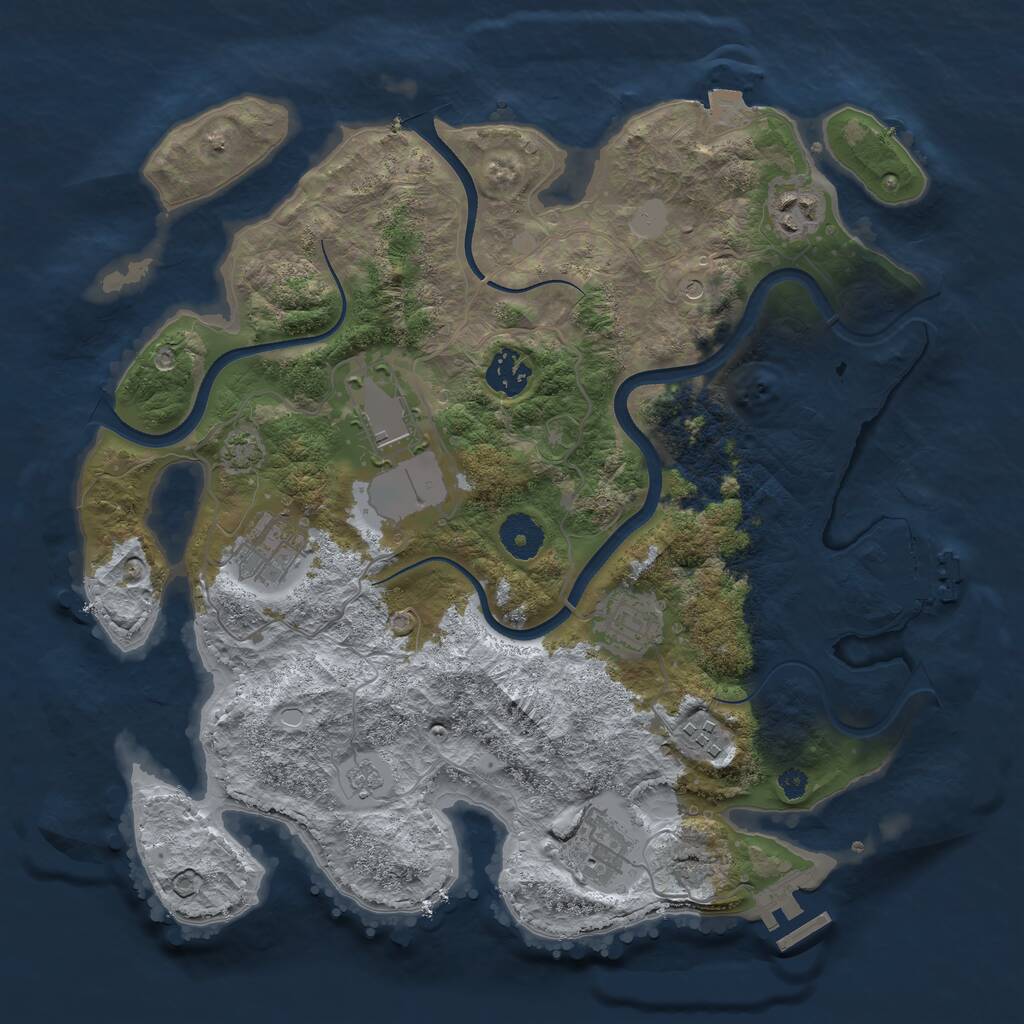 Rust Map: Procedural Map, Size: 3500, Seed: 1603552536, 13 Monuments