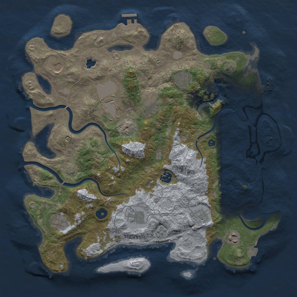 Rust Map: Procedural Map, Size: 4000, Seed: 2098159377, 16 Monuments